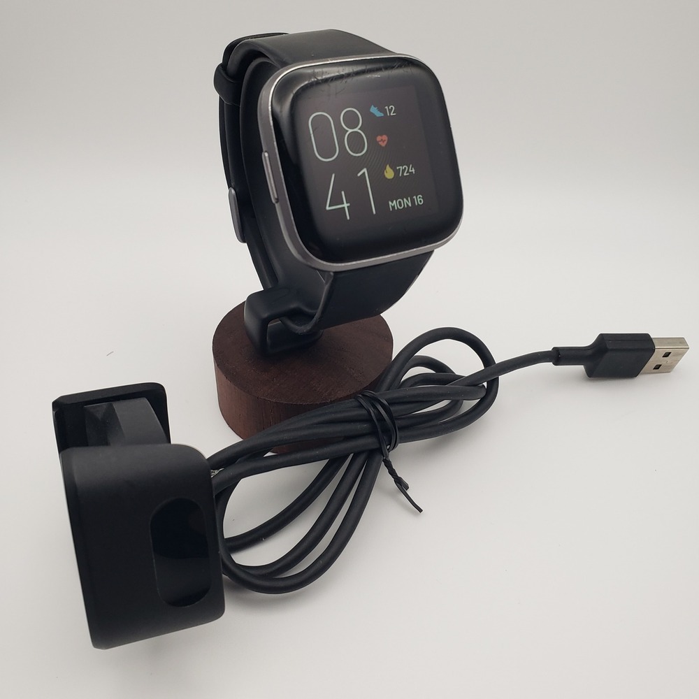 Fitbit Versa 2 Smartwatch Large Black Band FB507 Fitness Tracker Heart Rate